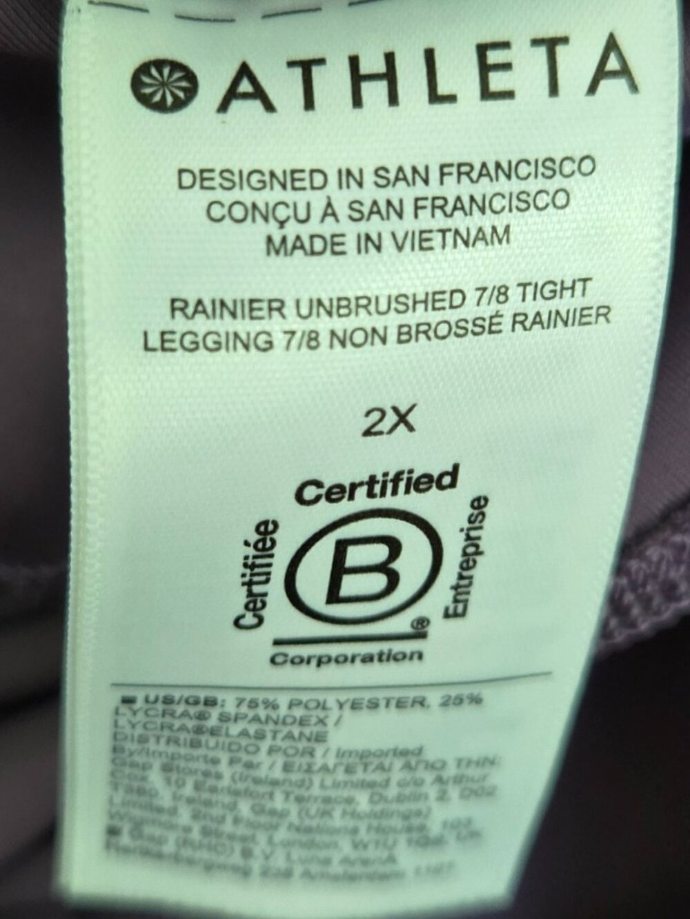 Athleta Rainier Unbrushed 7/8 Tight Leggings Womens Mauve Activewear Yoga Gym 2X - Picture 5 of 6